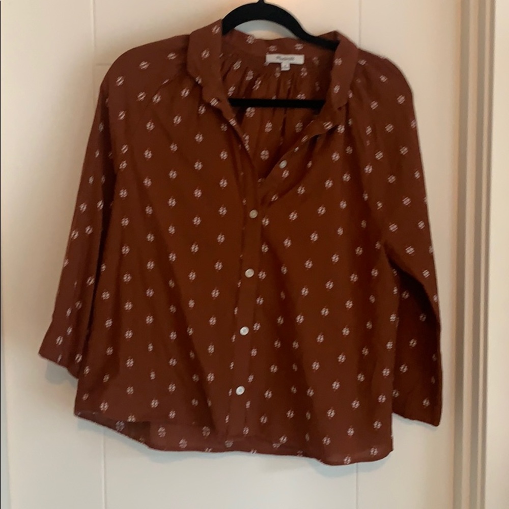 Madewell rust blouse with pattern